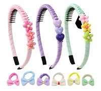 3 Pezzi Di Fiori Per Bambini E 6 Fascia per capelli, Accessori Per Capelli Da Ragazze, Lovebali Creativi, Tiro Di Oggetti Di Scena, Accessori Per Acconciature.