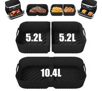 3 Pezzi di fodere per friggitrice ad aria per Ninja Foodi FlexDrawer doppia friggitrice ad aria 10.4L AF500UK, 1 pezzo di fodere riutilizzabili in silicone da 10.4L e 2 pezzi di 5.2L