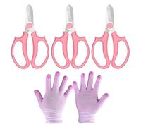 3 Pezzi Di Forbici Floreali Rosa E 1 Paio Di Guanti Antiscivolo E Resistenti All'Usura, Attrezzi Da Giardinaggio, Strumenti Per La Raccolta E Il Taglio