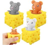 3 Pezzi di Giocattolo Antistress, Giocattoli Hamster Squishy, Giocattolo di Formaggio, Giocattolo Spremere Criceto, Giocattolo Sensoriale Antistress, Giocattolo di Decompressione per Bambini