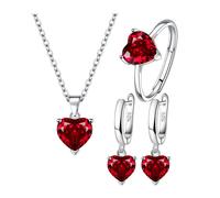 3 Pezzi di Gioielli Combinazioni Collana Orecchini Anello Parure in Argento con