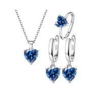 3 Pezzi di Gioielli Combinazioni Collana Orecchini Anello Parure in Argento con