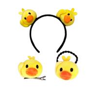 3 pezzi di graziosi accessori per capelli a forma di anatra gialla, anello elastico per capelli a forma di anatra gialla, divertente fascia per lavare il viso, decorazione per feste per bambini.