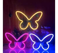 3 pezzi di luce al neon a LED Insegne al neon a farfalla Luci notturne per la casa per la camera da letto dei bambini Lampade decorative Arte della parete Regalo di compleanno di Natale romantico