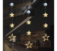 3 pezzi di luci a LED a forma di stelle per Natale, decorazione natalizia per finestra a sospensione, alimentate a batteria con ventosa, tenda luminosa per interni ed esterni, catena luminosa per
