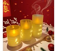 3 pezzi di luci per candele senza fiamma, alimentate a batterie 2AA, luci a stringa per candele LED con telecomando e timer, candele con effetto fiammeggiante, luci per candele elettroniche finte per