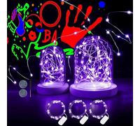 3 pezzi di luci UV a batteria nera per Halloween, per interni, 2 m, 20 LED, UV, filo di rame viola, per Halloween, Natale, pittura, lanterne di carta, fai da te, zucca per la cameretta dei bambini