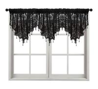 3 pezzi di mantovana in perline, triangolo in perline Sheer Black Valance, 51.2x23.6in corde di Halloween brevi per finestre cucina cucina soggiorno camera da letto, cascata