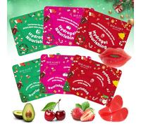 3 pezzi di maschere per occhi di Natale + 3 pezzi di maschere labbra di Natale, patch per occhi di Natale, maschere labbra per labbra secche e screpolate, maschere per occhi al collagene, regali per