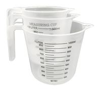 3 pezzi di misurazione di misurazione, 1L/500 ml/250 ml Jug in plastica in plastica trasparente con manico, a tazza di di grandi dimensioni facili da leggere senza BPA per cuocere, acqua