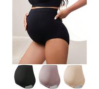 3 pezzi di mutande in nylon da maternità, adatte per la gravidanza precoce, media, tardiva e il periodo post-parto, slip triangolari in più colori L,M,S,XLColore unicoTessuto in maglia