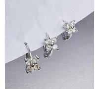 3 pezzi di orecchini ad anello sottili e delicati per donne, set di orecchini a fiore placcati in oro 14 carati in acciaio inossidabile per orecchino del lobo, elice e conca, con brillanti CZ, gioiell