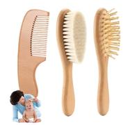 3 pezzi di pennello per bambini e pettine, pennello per bambini in legno con di capra ultra morbida naturale, capriccio di comfort da bagno di comfort elementi essenziali per ragazzo