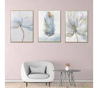 3 pezzi di pittura su tela, bellissimo sogno, piccolo fiore fresco, poster con piume, per soggiorno, cucina, decorazione da parete, 70x90 cm (28x35 pollici) x3 con cornice