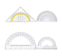 3 Pezzi Di Previsioni Trasparenti E Linea Triangolare In 1 Parte, Linale Protrattore Semicircolare Di Plastica, Rivestimento Di Misurazione Multifunzionale, Strumento Di Caratteri.