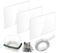 3 lettiera per gatti Pee Shields, 30 x 40 cm: paraschizzi per lettiera per gatti con 1 rotolo di nanoband, custodia per lettiera, accessori per gattini, schermatura per gatti, parte superiore aperta