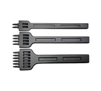 3 pezzi di punzone a denti, strumento in acciaio con 2/4/6 denti, scalpello per cucire a mano, punzone per foratura a mano, set di marcatori per cuciture per lavori fai da te su pelle (4mm/Nero)