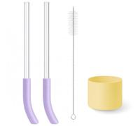 3 pezzi di ricambio per cannuccia e manicotto in silicone per Ninja BlendBOSS Personal Smoothie Tumbler, accessori per bicchiere da viaggio Ninja serie DB351/DB301 in viola/giallo