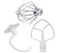 3 pezzi di ricambio per mixer da 5 litri, tra cui frusta piatta rivestita K5AB e frusta a filo K5AWW e gancio per impasto K5ADH C, compatibile con mixer standard da 5 litri, facile per la cucina