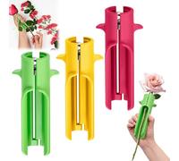 3 pezzi di rimozione di spine per rose, rimozione di petali, tagliarose per rimuovere foglie, strumento per la pulizia dei fiori (verde + rosso + giallo)