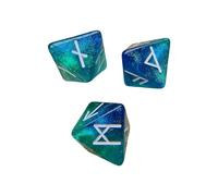3 pezzi di rune mistiche dadi acrilici 8 facce tono poliedrico abbinato con simboli e accessori da tavolo portatili a doppio tono