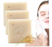 3 pezzi di sapone di riso 65g sapone detergente idratante al latte di riso antiacaro per donne naturale non irritante per viso e corpo..