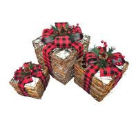 3 pezzi di scatole illuminate di Natale con luci a led scatole di Natale con bacche rosse decorazioni per le decorazioni per giardini per la casa di, stile 1