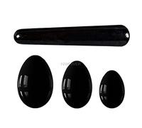 3 Pezzi di Set di Uova di Giada di Ossidiana Naturale Uovo di Giada Perforazione Muscolo del Pavimento Pelvico Palla for Esercizi Palla di Cristallo for Esercizi di Kegel,Multi decorazione della stanz