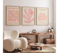 3 pezzi di stampe artistiche geometriche astratte, poster, stampa di Matisse, galleria d'arte arancione, decorazione da parete rosa per soggiorno, 50x70 cm, cornice x 3