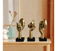 3 pezzi di statue di pensatori, sculture di volti astratti per la