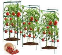 3 pezzi di supporto per pomodori, 40 x 40 x 120 cm, altezza regolabile per piante rampicanti, cetrioli, traliccio, robusta gabbia per pomodori, cetrioli, fiori, piante