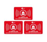 '3 pezzi diAlarm, isecur, alarmgesichert, 70 X 50 mm, Art. Hin 121 _ interno, Nota su allarme, innenklebend per vetri, casa, auto, camion, edilizia