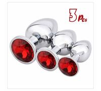 3 PEZZI DILDO ANALE PLUG SADOMASO SEX TOY gioiello intimo sexy anal KIT rosso