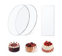 3 Pezzi Disco Torta in Acrilico Trasparente, 21cm Cake Board Riutilizzabile, Foglio Rotondo Con Raschietto per Servire Torte, Pittura