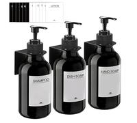 3 Pezzi Dispenser Sapone Bagno a Muro, Dispenser Sapone 500 ml dispenser sapone Doccia per Bagno Doccia Cucina Shampoo Balsamo Bagnoschiuma (black2)