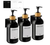 3 Pezzi Dispenser Sapone Bagno a Muro, Dispenser Sapone 500 ml dispenser sapone Doccia per Bagno Doccia Cucina Shampoo Balsamo Bagnoschiuma - Nero