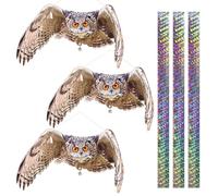 3 Pezzi Dissuasori per Piccioni, Dissuasore per Piccioni, Piatto Carta Plastica Falso Gufo Anti Dissuasori Repellente Balcone, Uccelli Finti Spaventa Antipiccioni