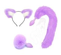 3 pezzi diversi accessori, coda di animale accessori di gioco di ruolo per donne uomini coppia (viola).