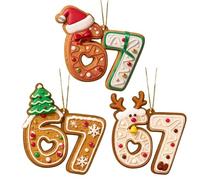 3 pezzi divertenti ornamenti natalizi con corda, ciondolo a forma di numero 67, in acrilico 2D, strani ornamenti natalizi con corda per interni, albero casa, famiglia, vacanze, Ringraziamento