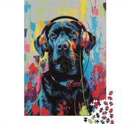 3 Pezzi Dog with Headphones Set Di Biancheria Da Letto Con Stampa 3D in Microfibra Con Chiusura A Strappo Vibrant Pop Art Style Decorazione Per La Camera Da Letto Per Bambini,Ragazzi E Ragaz 52x38cm/1