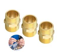 3 Pezzi Doppia Filettatura Esterno Ottone, 3/8" Ottone Maschio Hex Capezzolo Raccordo Doppio Maschio Guarnizione di Tubo Filettato Nipplo di Collegamento con Esagono per Raccordo Tubo