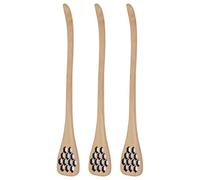 3 pezzi Dripper al mieles in legno, cucchiaio mieles Mieles che mescola i bastoncini agitati con intaglio riutilizzabili per barattolo Dispose Frizzle Wedding Party (Colore di legno)