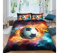 3 Pezzi DynamicCopripiumino 3D Stampato Football Flame Effect Art Ultra Morbida Cerniera Nascosta Ultra Morbida Federe Per Bambini E AdultiDouble（200x200cm）