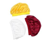 3 Pezzi Elastic Sleep Bonnet Wide Band Round Hair Care Cap For Children Bianco Vino Protezione per Durante Materiale