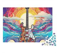3 Pezzi Electric Guitar Set Di Biancheria Da Letto Stampa 3d in Microfibra Con Chiusura A Strappo Psychedelic Art Style Decorazione Per La Camera Da Letto Per Bambini,Ragazzi E Ragaz 52x38cm/1000pcs