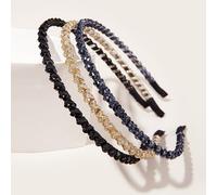 3 pezzi Elegante e versatile fascia sottile con decorazioni di strass e perline, ideale per uscire, fascia antiscivolo per il lavaggio del viso, fascia reale, fascia per capelli, cerchietto per capell