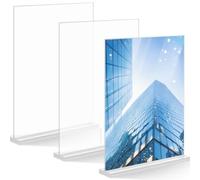 3 Pezzi Espositore Plexiglass Formato A4, Porta Menù Acrilico Trasparente Entrambi Lati, Espositori Verticale per Foto, Pubblicità, Volantini, Supporto Tavolo per Negozio, Tavola Ufficio, Ristoranti