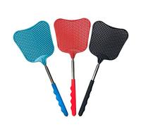 3 Pezzi Estensibile Scacciamosche, Manuale Paletta Mosche, Portatile Scacciamosche Plastica, Uso Quotidiano per Controllare Vari parassiti e Stare Lontano dai parassiti (Nero, Rosso, Blu)