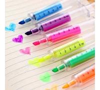 3 pezzi Evidenziatore meccanico a forma di siringa kawaii, penna a sfera con punta a forma di ago per ufficio, scuola, strumento per la scrittura e forniture scolastiche, back to school 5 pezzi - colo