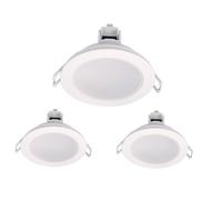 3 faretti LED da incasso per cartongesso, dimmerabili con dimmer triac, 220 V 5 W 550 Lumen, Ø 87 mm x 37 mm, foro 70 mm, impermeabile IP65, attacco rapido (bianco, bianco freddo 6500K)
